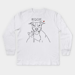 Rescue Pit Bull and Cat Kids Long Sleeve T-Shirt